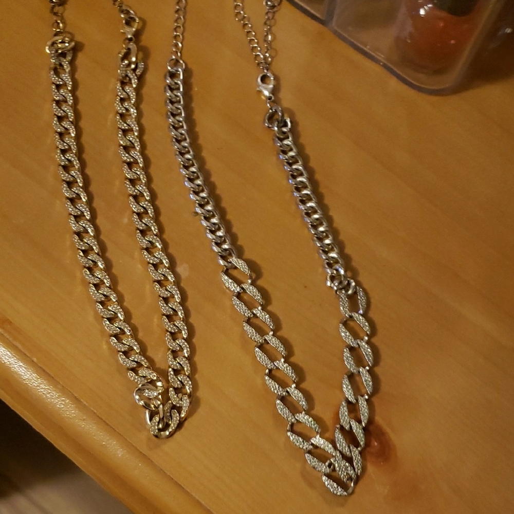 Gold and Silver Chain Necklace Set